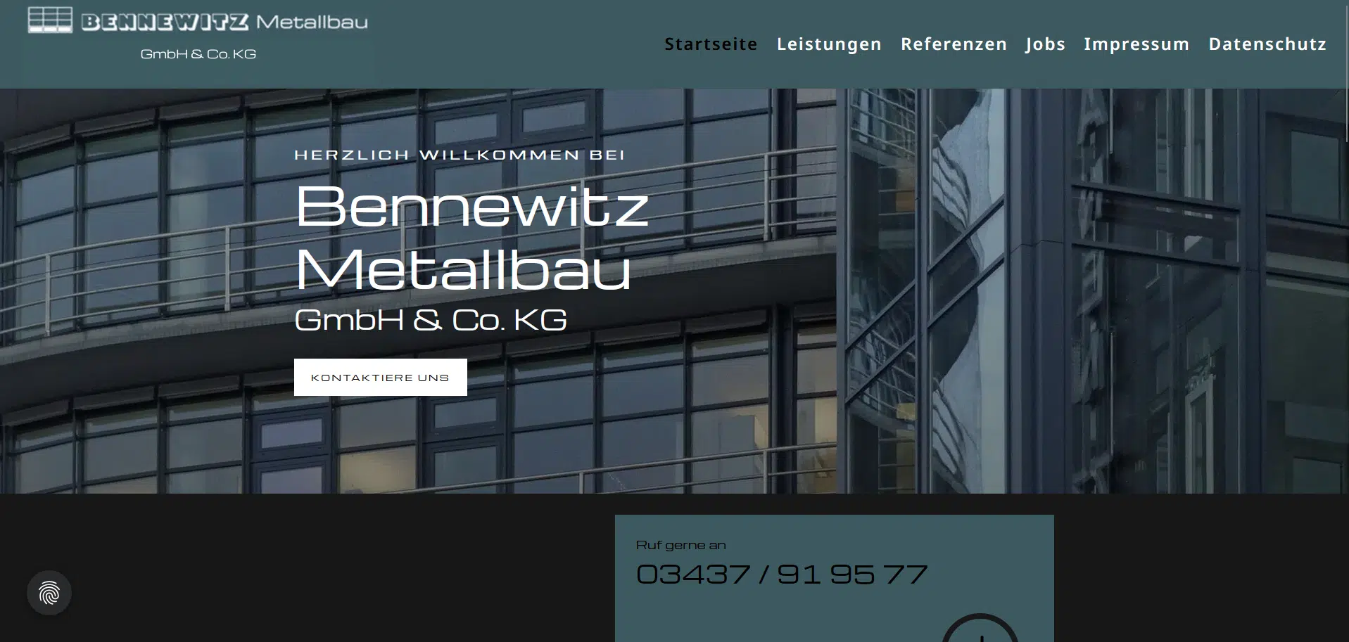 Screenshot Startseite Metallbau bennewitz